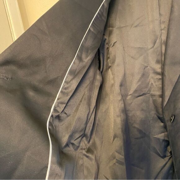 Emerson Fry long one button Linen Silk Wingtip dinner jacket Blazer suit Black 2 - Picture 7 of 9